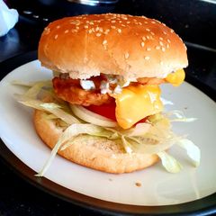 A picture of My garlic /chilli chicken fillet burger.