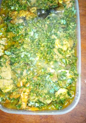A picture of Vegetable soup with achi and peri wrinkle.