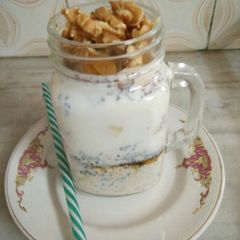 Oats banana in a jar A picture of Oats banana in a jar.