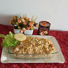 A picture of Chicken pineapple fried rice.