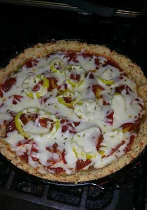 A picture of Chicago-style Deep-Dish Pepperoni Pizza.
