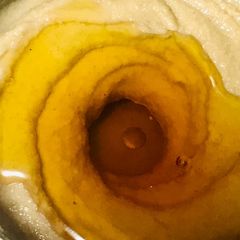 A picture of Olive oil and honey homemade peanut butter.