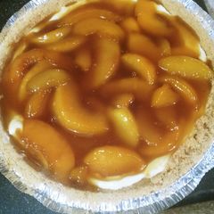 A picture of Fried Peach No-Bake Cheesecake.
