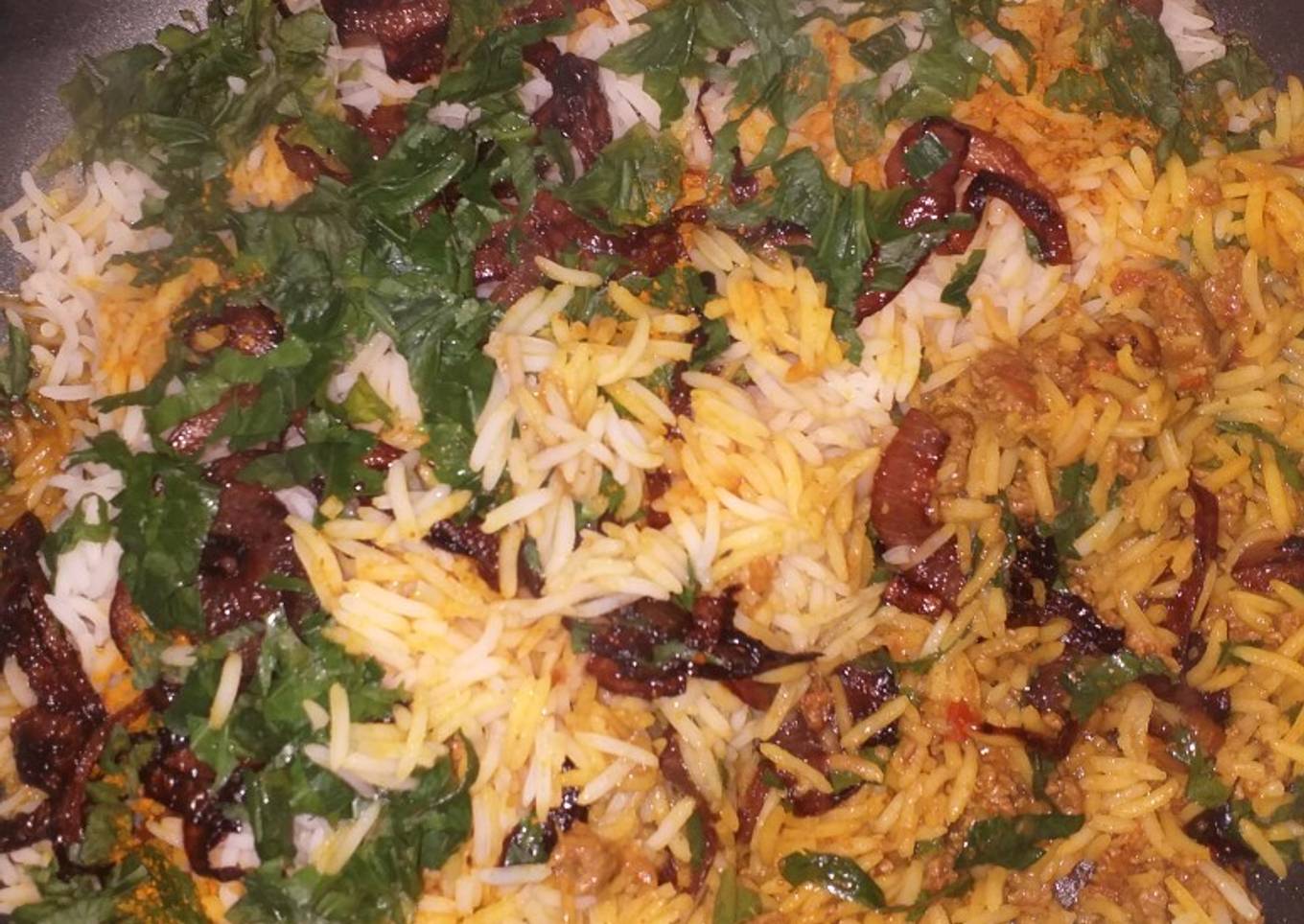 Minced meat biryani rice