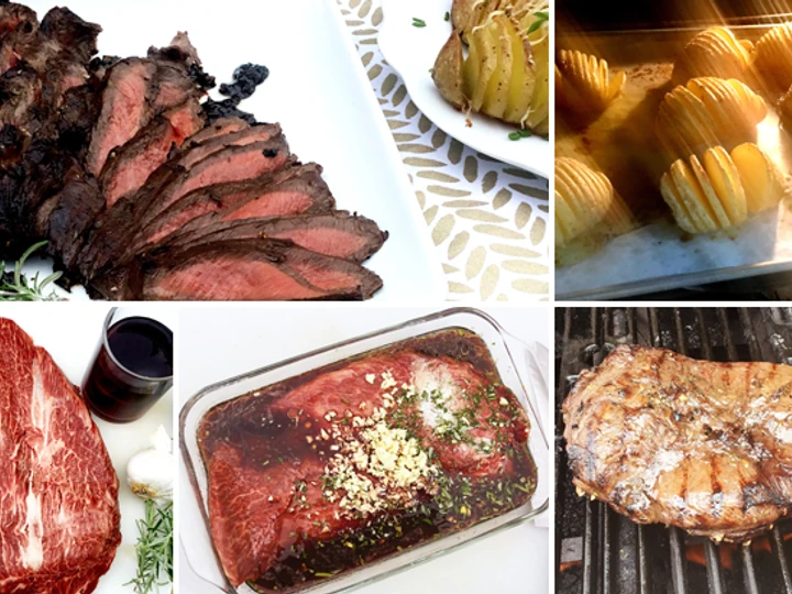 Easy Way Make Recipe Grilled Wagyu Beef Flat Iron Steak with Yukon Gold Hasselback Potatoes that is Awesome, Tasty}