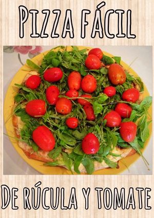 Una foto de Pizza fácil de rúcula y tomate