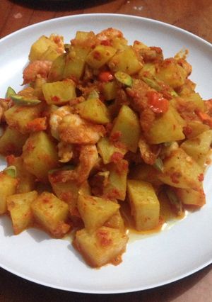 Foto resep Balado kentang udang pete