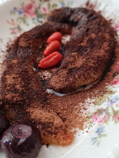 Una foto de Banana tibia con canela y cacao 🍌 Banana a la plancha sin azúcar agregado ni edulcorante 4 ing
