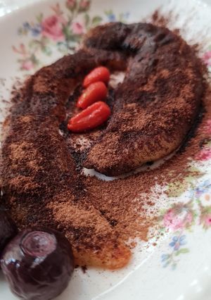 Una foto de Banana tibia con canela y cacao 🍌 Banana a la plancha sin azúcar agregado ni edulcorante 4 ing