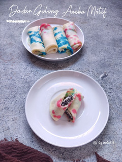 Foto resep Dadar Gulung Aneka Motif (Isi Keju Coklat)