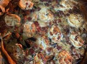 Una foto de quiche de berenjena