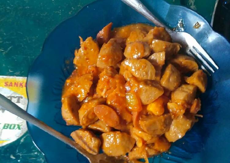 Recipe: Delicious Saus tumis baso sosis pedas