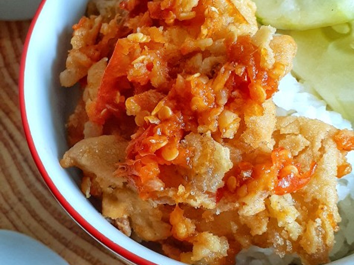 Resep Rice Bowl Telur Dadar Crispy Geprek, Sempurna