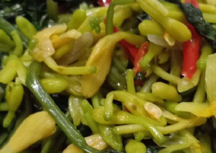 Tumis kangkung bunga pepaya