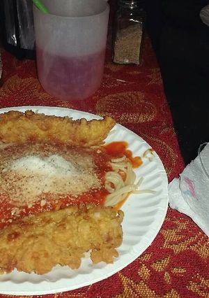 A picture of Chicken Tender Parmesan.