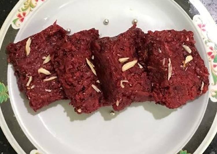 Coconut beetroot burfi