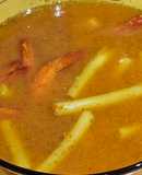 แกงเหลืองกุ้งใส่ไหลบัว
