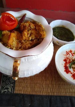 A picture of Chicken biryani.