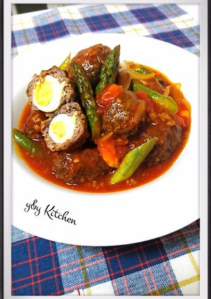 Foto resep Bola daging sapi isi telur puyuh bumbu tomat