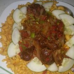 A picture of Jollof Macaroni.
