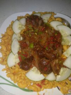 A picture of Jollof Macaroni.