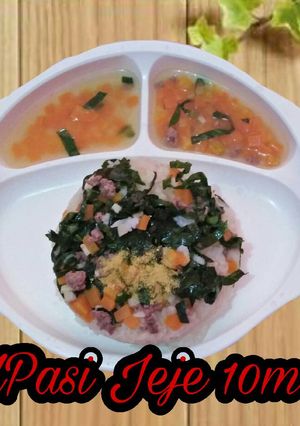 Foto resep MPasi 10mos+ nasi tim daging+kale