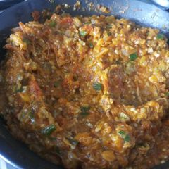 A picture of Baigan bhartha.
