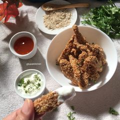 A picture of Oats crusted fried chicken.