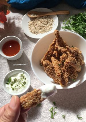 A picture of Oats crusted fried chicken.