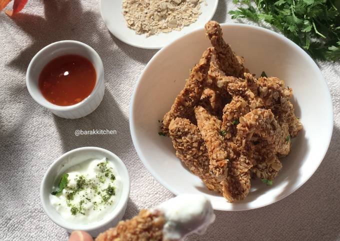 Recipe of Super Quick Homemade Oats crusted fried chicken