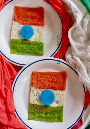A picture of Tricolour Veggies Dosa Healthy Breakfast / Snack Recipe for Independence day.