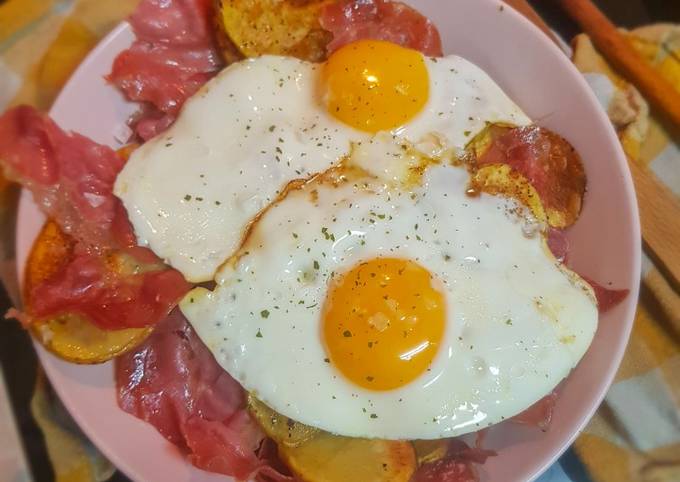 Huevos rotos con jamón, saludables Receta de CocinandoConEstefanía- Cookpad