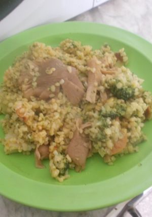 Bulgur gombával és brokkolival recept fotója