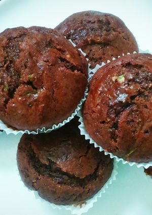 A picture of Chocolate Zucchini Muffins (eggless).
