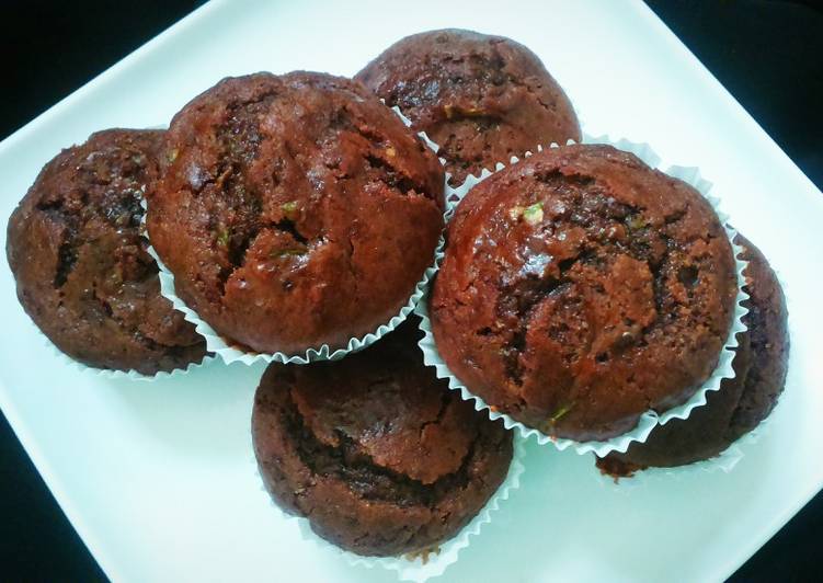 Easiest Way to Prepare Homemade Chocolate Zucchini Muffins (eggless)