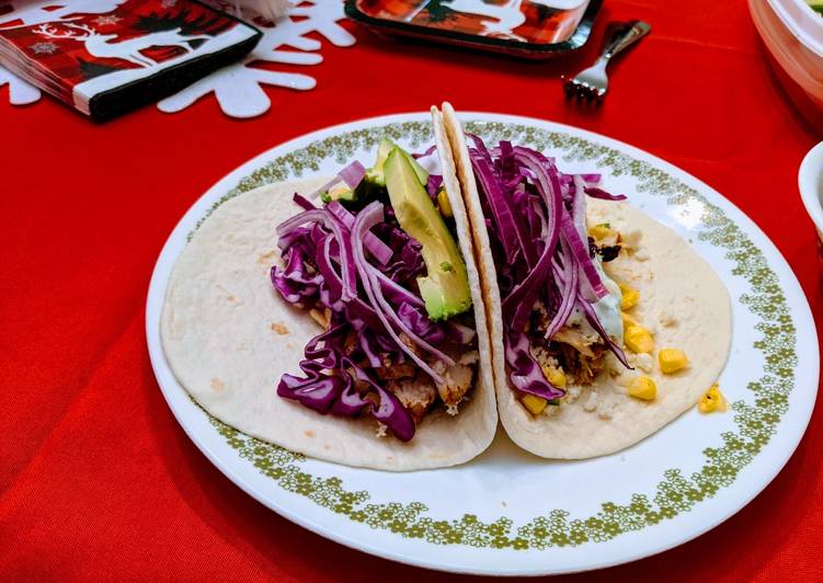 Grilled Cilantro Lime Corn Chicken Avocado Tacos