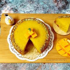 A picture of Mango Suji Cake.