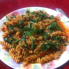 A picture of Fusili in Tomato sauce (with a twist).