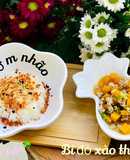 Cơm nhão rắc gia vị- bí đỏ xào thịt heo bằm