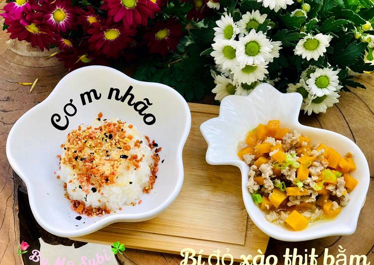 Simple Way to Make Quick Cơm nhão rắc gia vị- bí đỏ xào thịt heo bằm