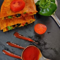 A picture of Besan chilla sandwich.