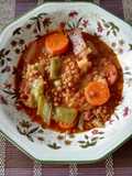 Lentejas con verduras y jamón