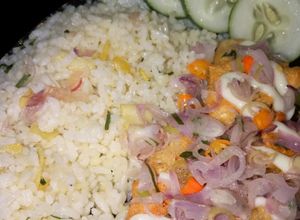Foto resep Nasi Margarin daun jeruk dengan Tahu Dadu Crispy Sambel Matah