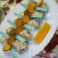 A picture of APPLE and potato salad.