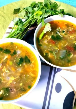 চিকেন ও ডিম দিয়ে সব্জী স্যুপ(chicken dim sabji soup recipe in bengali) রেসিপির প্রধান ছবি
