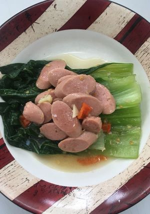 Foto resep Pok choy siram sosis