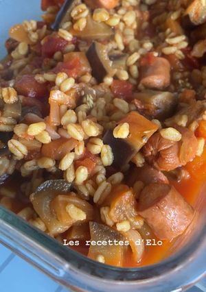 Une photo de Blé à la tomate et à l’aubergine au cookeo