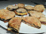 Berenjenas rellenas de jamón y queso al horno