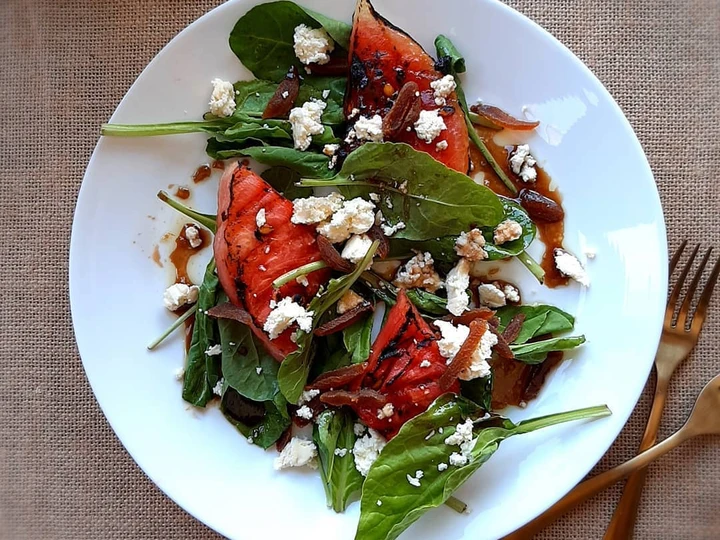 Recipe Grilled watermelon salad with honey balsamic vinaigrette the Delicious Really delicious