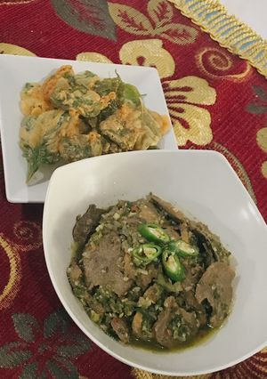 Foto resep Lidah Sapi Cabai Hijau & Bayam Crispy | Masakan Rumahan